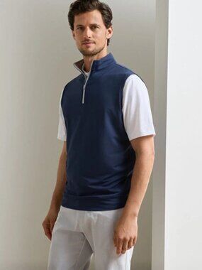 Peter Millar Crown Sport Galway Stretch Loop Terry Quarter Zip Vest Size M (NWT)